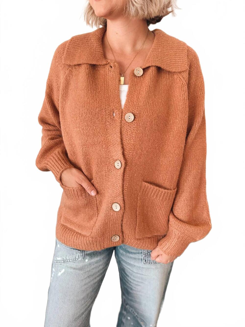 NEW STACCATO keep me cozy knit long sleeve cardigan in camel